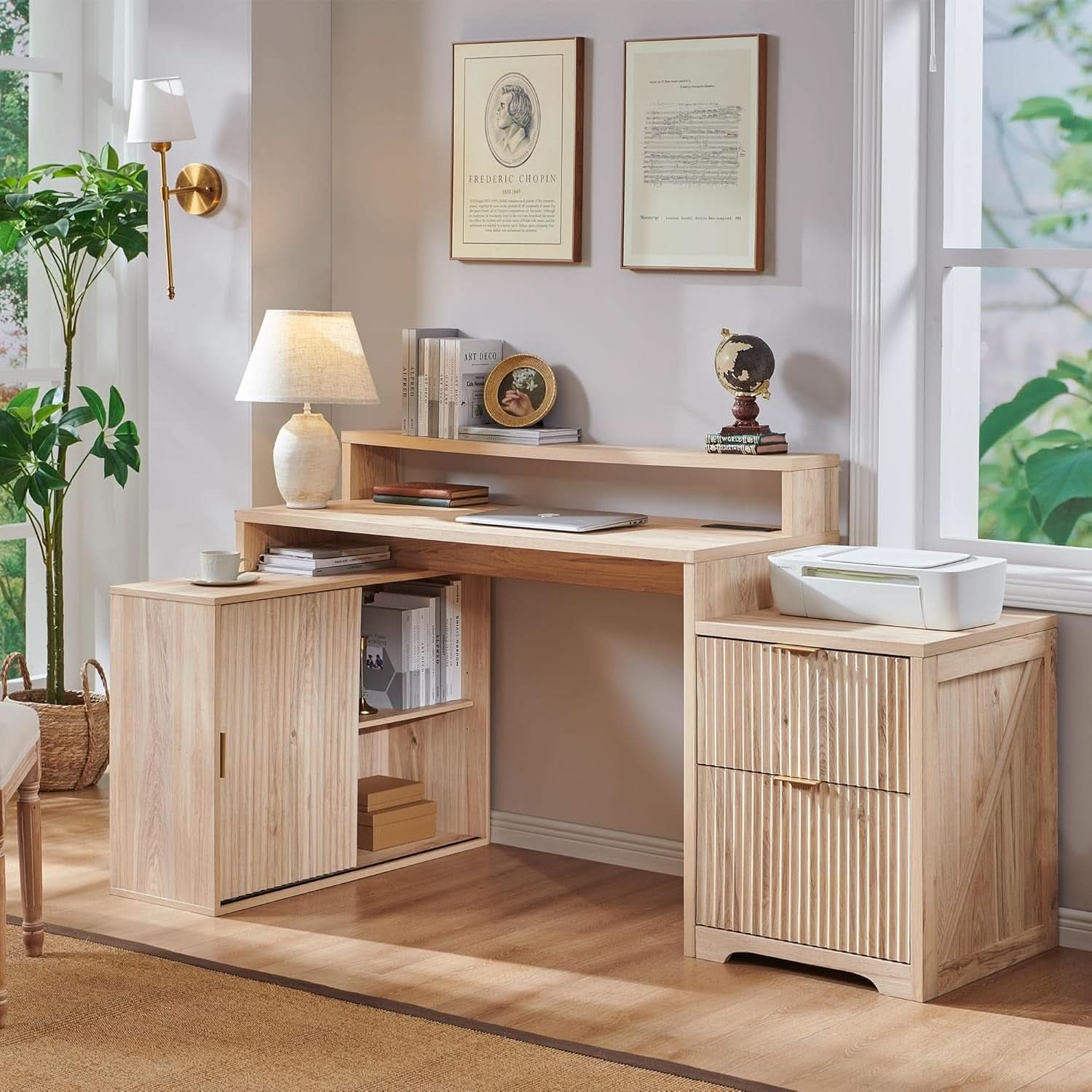 67-Inch L-Shaped Desk With Integrated Power Outlets - Image 3